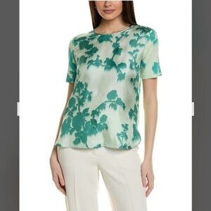 Max Mara Studio Fagus Silk Front Top in Pastel Green Size S